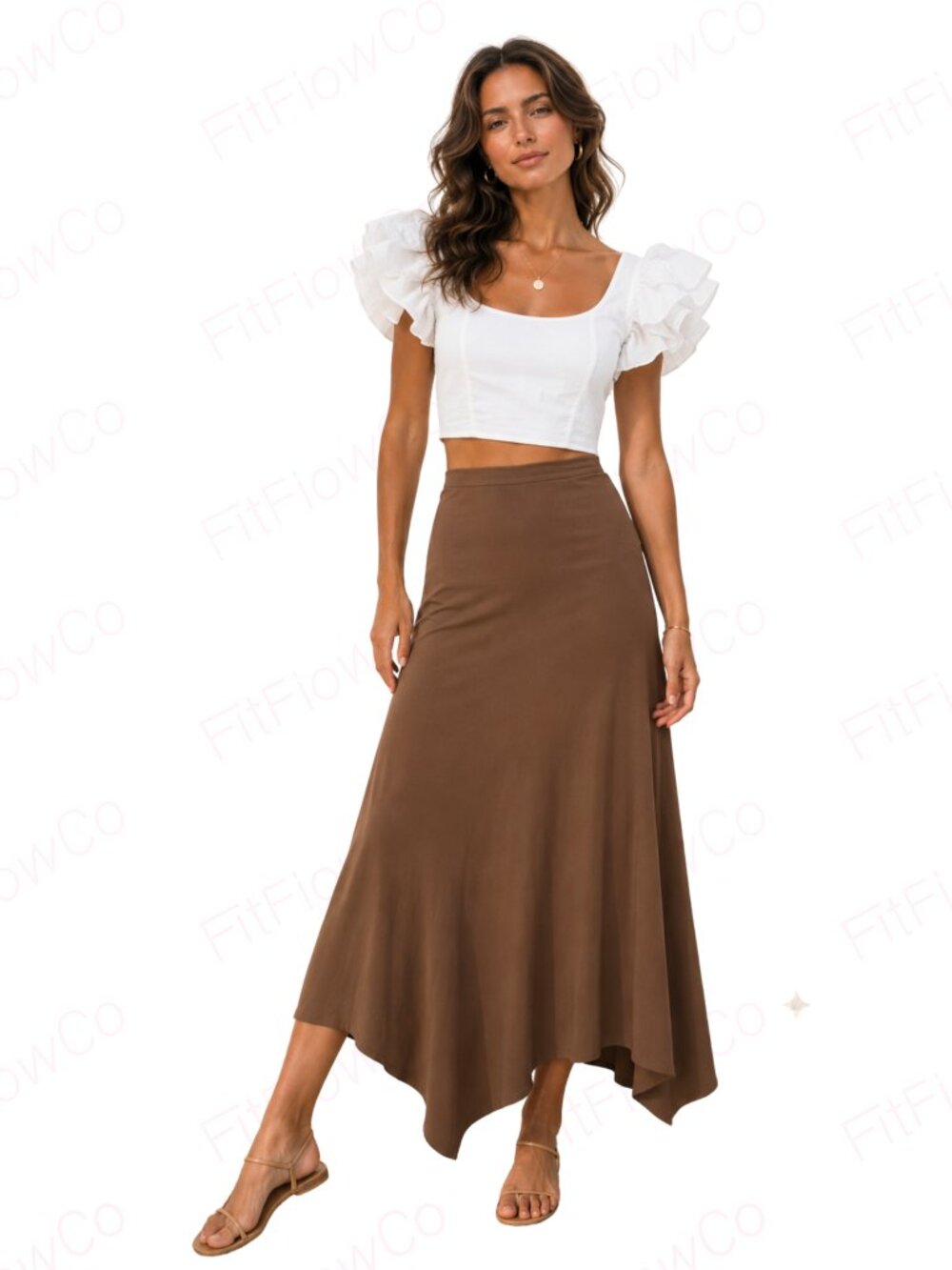 ZARA White Ruffle Sleeve Crop Top Square Neck Smocked Back Size S